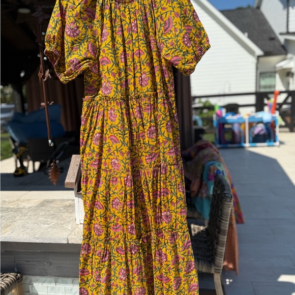 Uncle Frank Smocked Maxi Dress with Pockets and Puff Sleeves NWOT - Picture 2 of 2